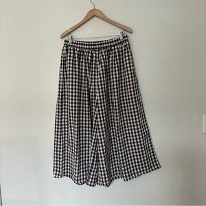 Gingham Cottagecore Granola Brown Cream Checkered Cropped Wide Leg Palazzo Pant